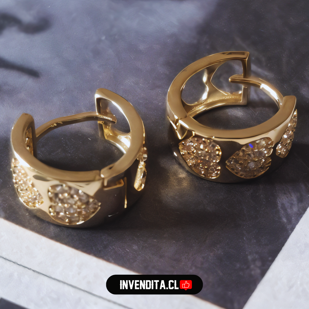 Aros enchapados en oro argolla con circones y corazones