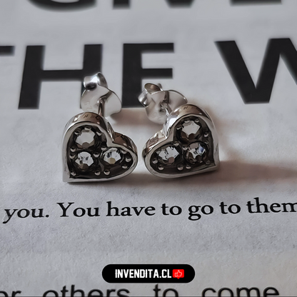 Aros de plata 925 corazón Swarovski elements cristales