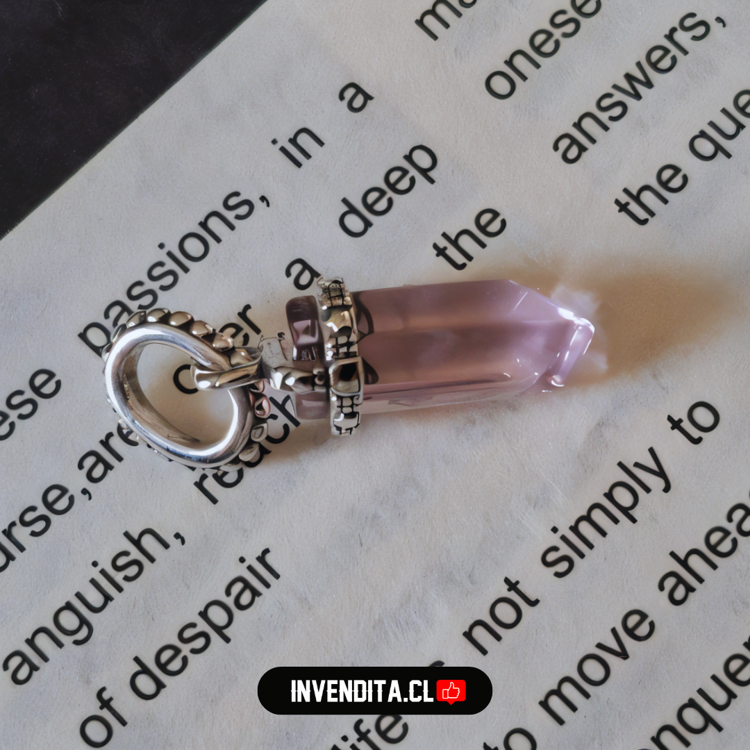 Charm estilo pandora péndulo de cuarzo rosa