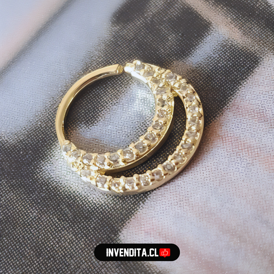 Aros enchapados en oro piercing septum con circones