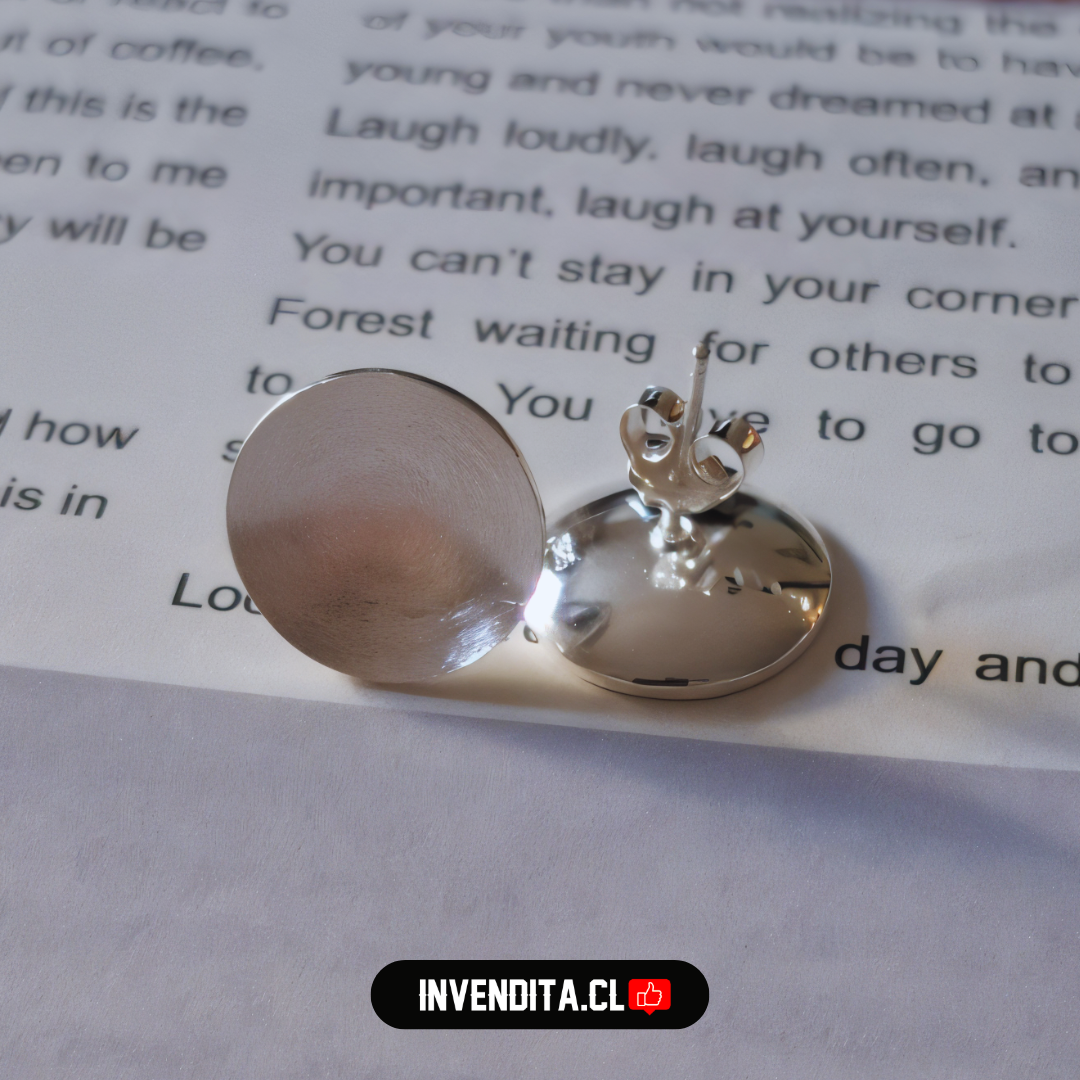 Aros de plata 925 botones hundidos satinados