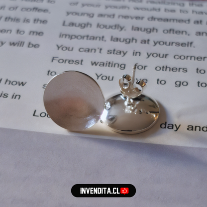 Aros de plata 925 botones hundidos satinados