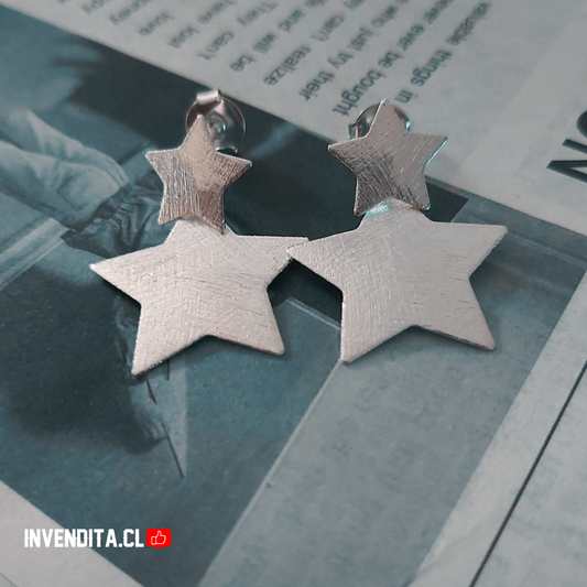 Aros enchapados en plata placas de estrella satinada