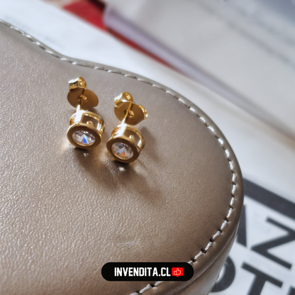 Aros enchapados en oro circón tipo grifa