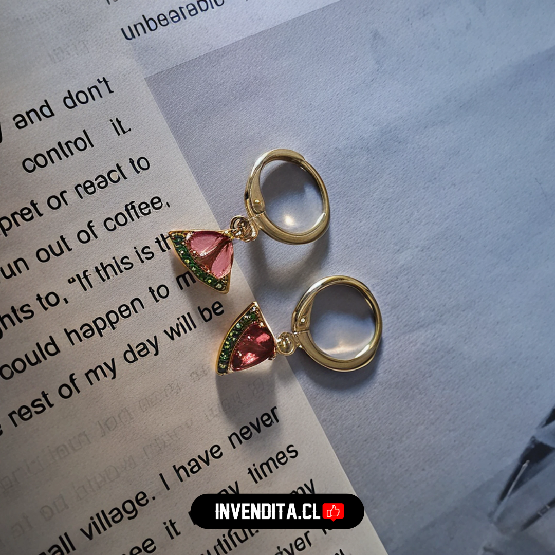 Aros enchapados en oro argollas con colgantes de sandía
