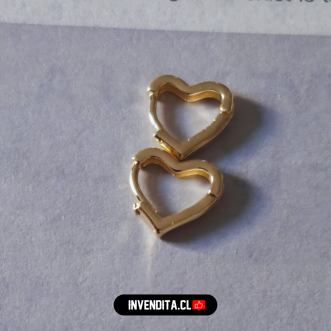 Aros enchapados en oro argollas corazón
