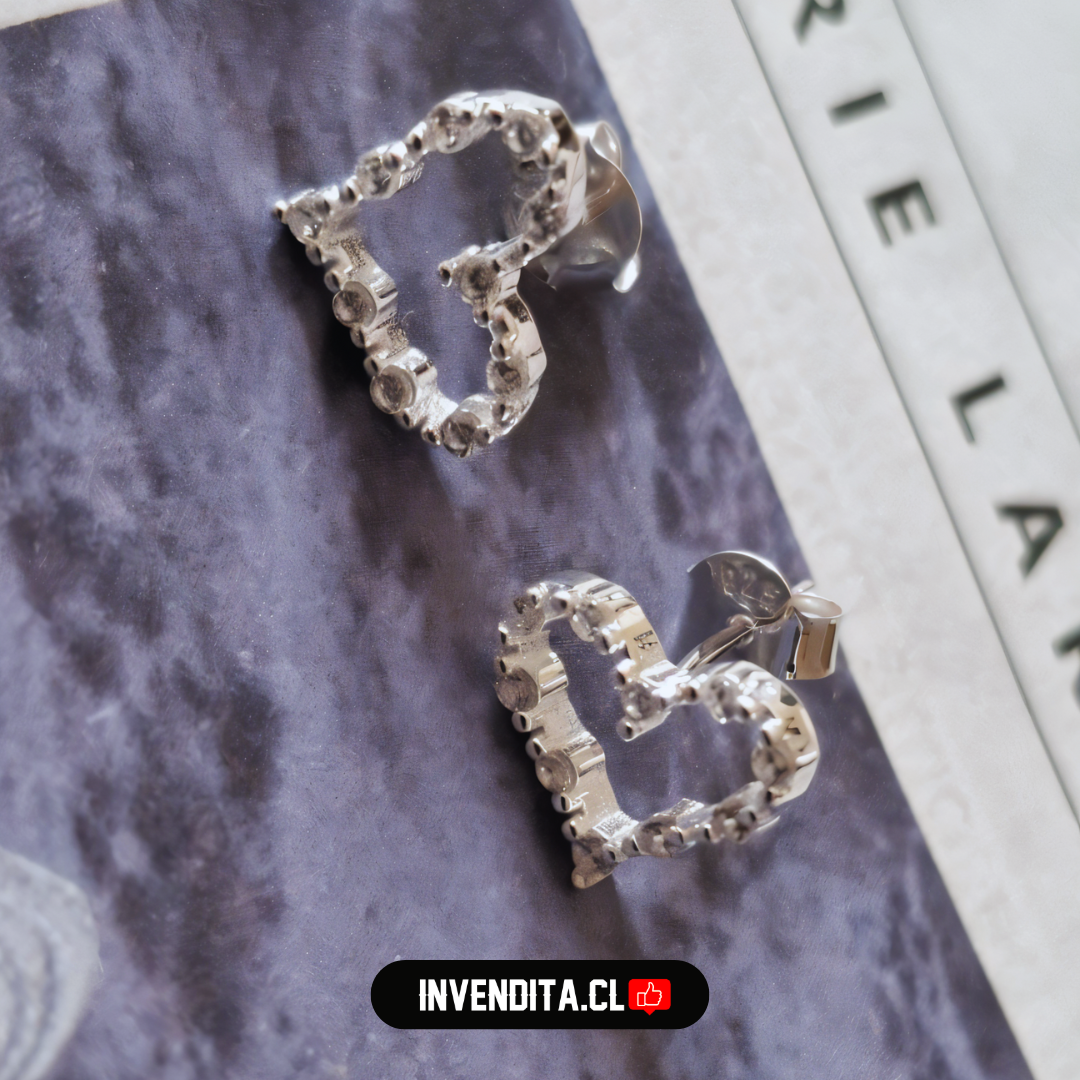 Aros de plata 925 corazones con micro circones