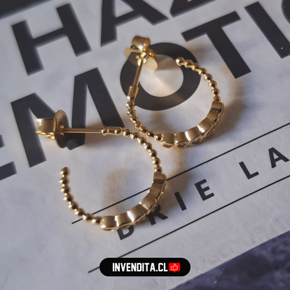 Aros enchapados en oro modelo argollas con serie de circones