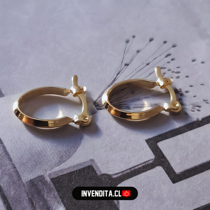 Aros enchapados en oro argollas con broche criollo
