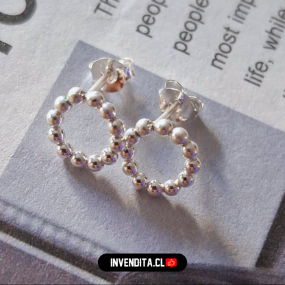 Aros de plata 925 estilo circulo con esferas