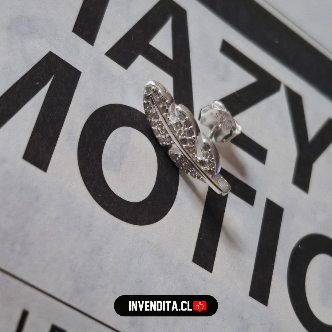 Aros de plata 925 diseño hoja con micro circones