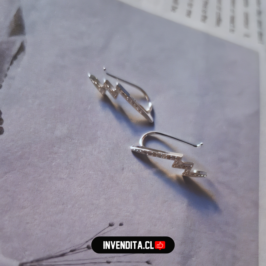 Aros de plata 925 rayo tipo trepador micro circón