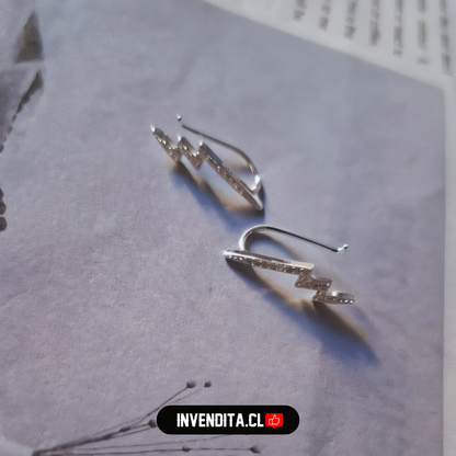 Aros de plata 925 rayo tipo trepador micro circón