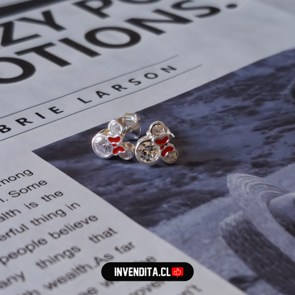Aros de plata 925 diseño Minnie Mouse con circones y listón esmaltado
