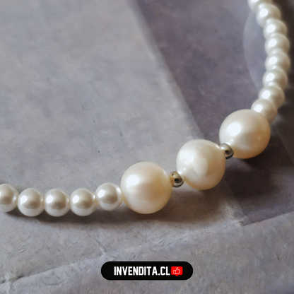 Pulsera de plata 925 serie trío de perlas de rio con pequeñas perlas de imitación