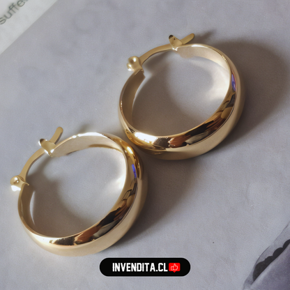 Aros enchapados en oro argollas con broche criollo grandes