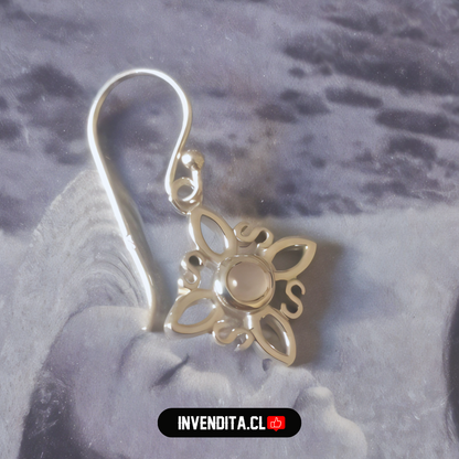 Aros de plata 925 nudo de brujas con piedra luna