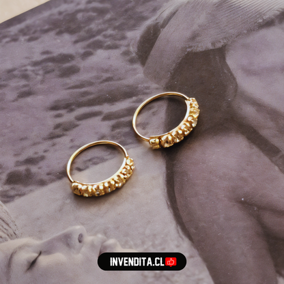 Aros de plata 925 piercing con circones bañados en oro