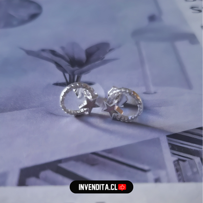 Aros de plata 925 circulo con estrella de Ópalo australiano