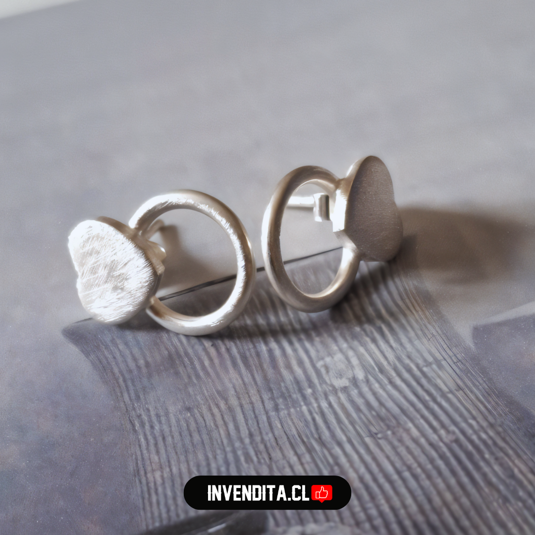 Aros de plata 925 circulo con corazón