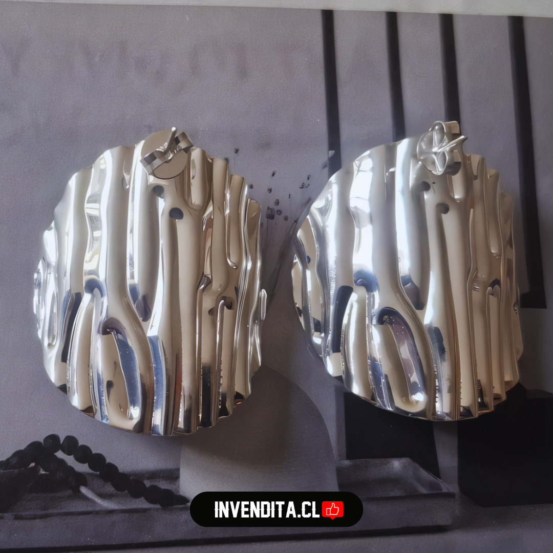 Aros enchapados en plata diseño placa con relieve