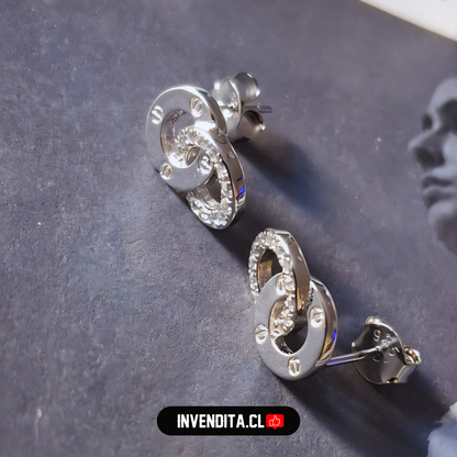 Aros de Plata 925 dos circulos con circones