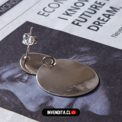 Aros de plata 925 doble placa circular satinadas medias