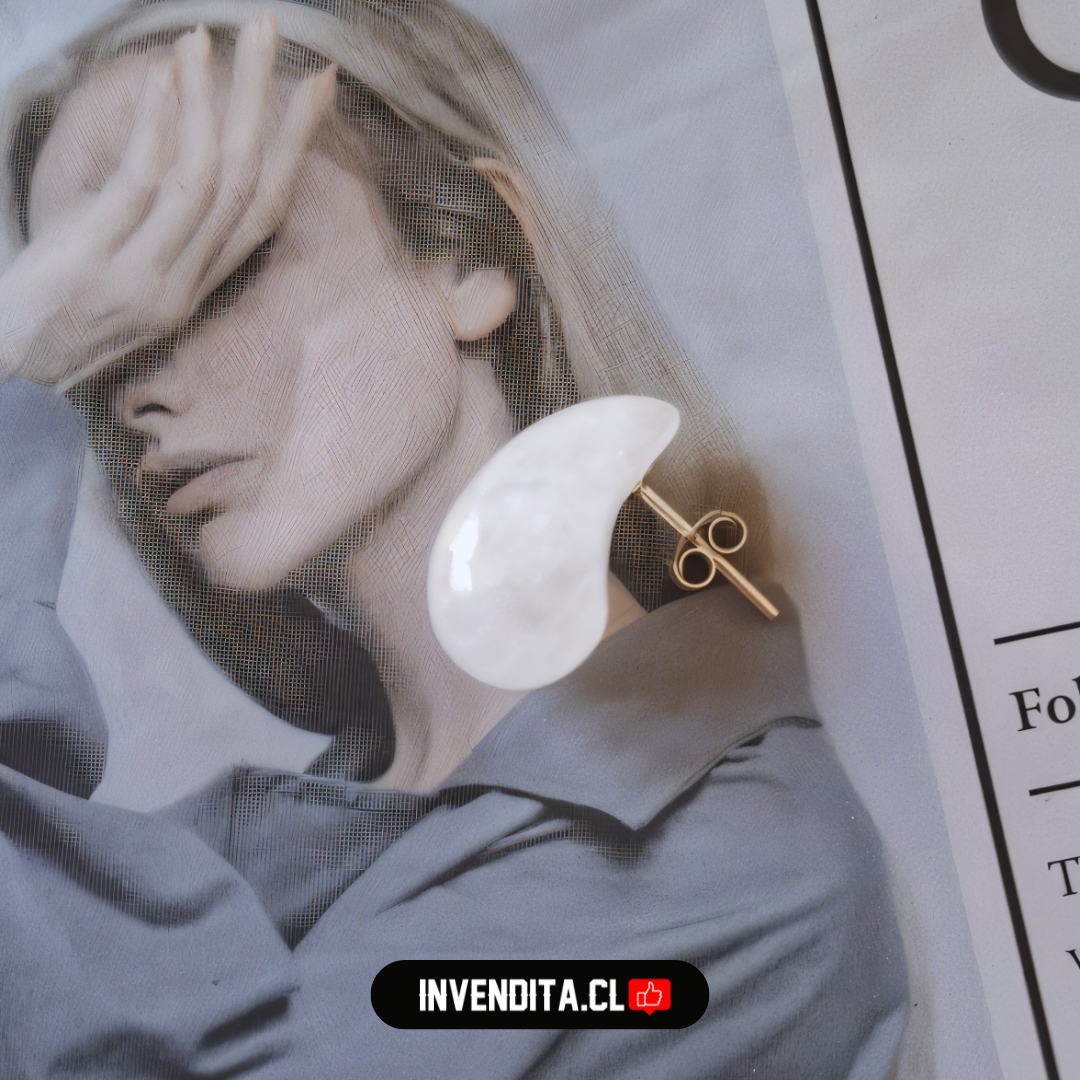 Aros de plata 925 gota chunky cuarzo blanco