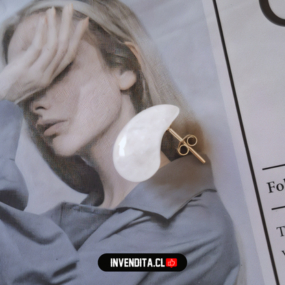 Aros de plata 925 gota chunky cuarzo blanco
