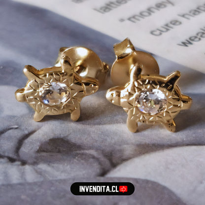 Aros enchapados en oro tortuga con circón blanco