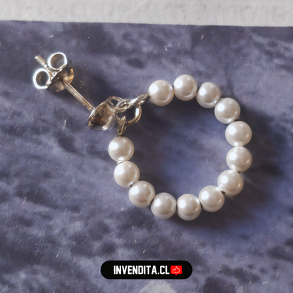Aros de plata 925 semi esfera con argolla de perlas