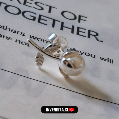 Aros de Plata 925 estilo flor con perla