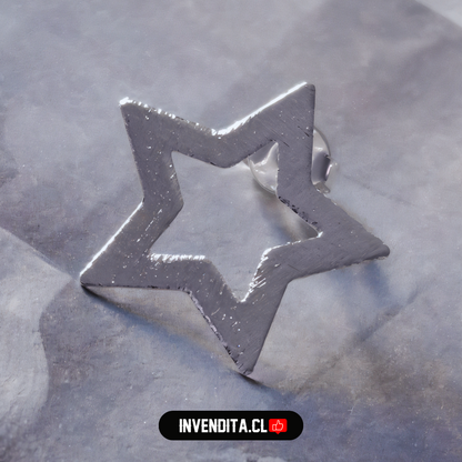 Aros enchapados en plata estrellas satinadas
