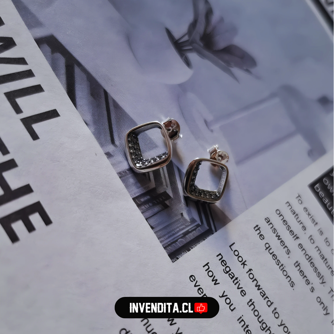 Aros de plata 925 cuadrado con circones