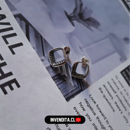 Aros de plata 925 cuadrado con circones