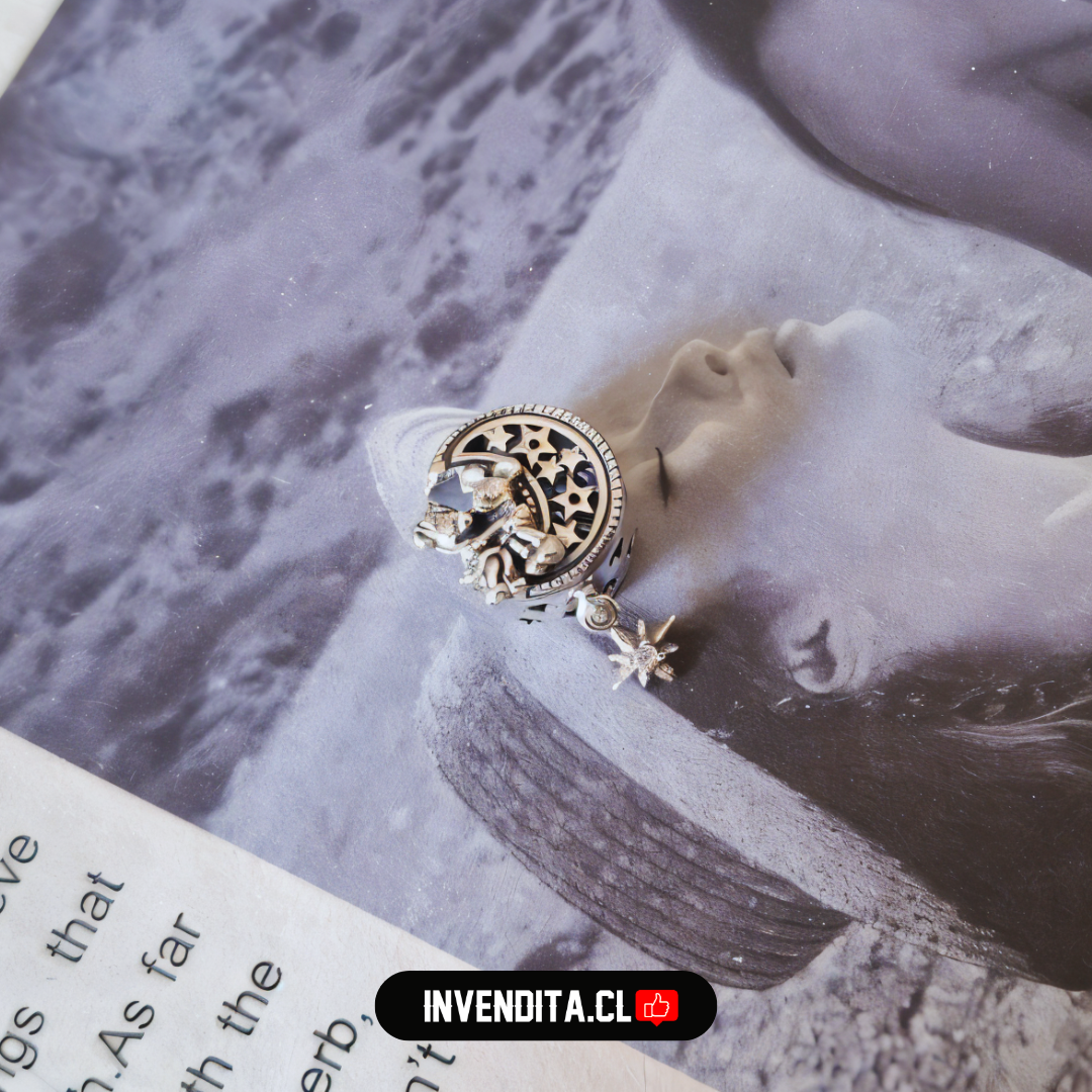 Charm estilo pandora Mickey & Minnie en la luna