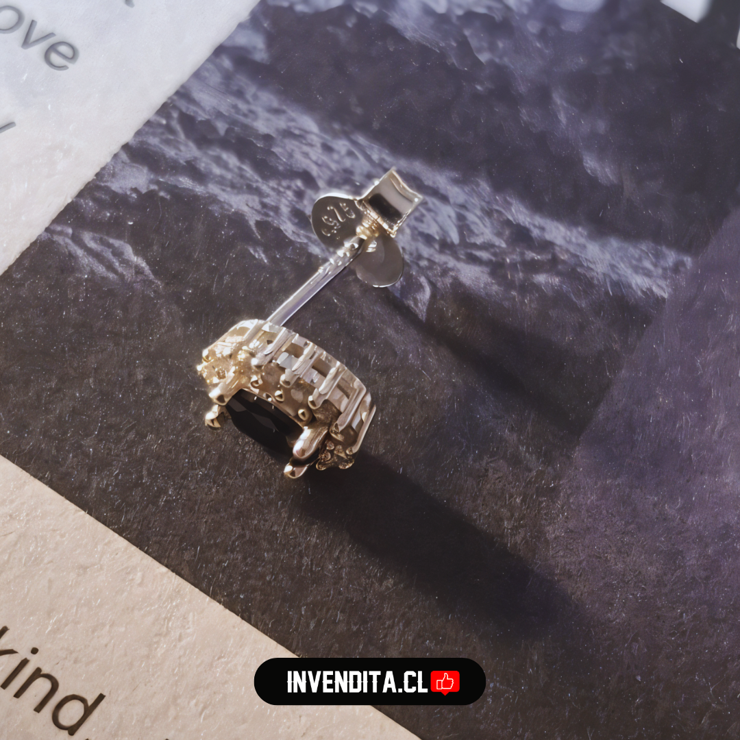 Aros de plata 925 estilo lady circón Ónix