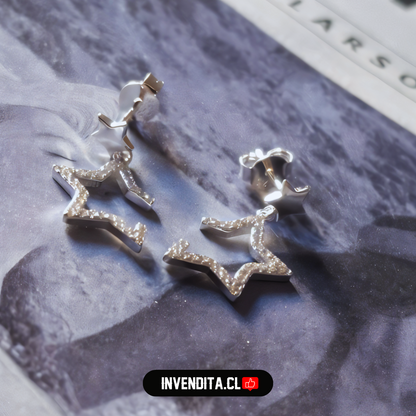 Aros de plata 925 estrellas con circones