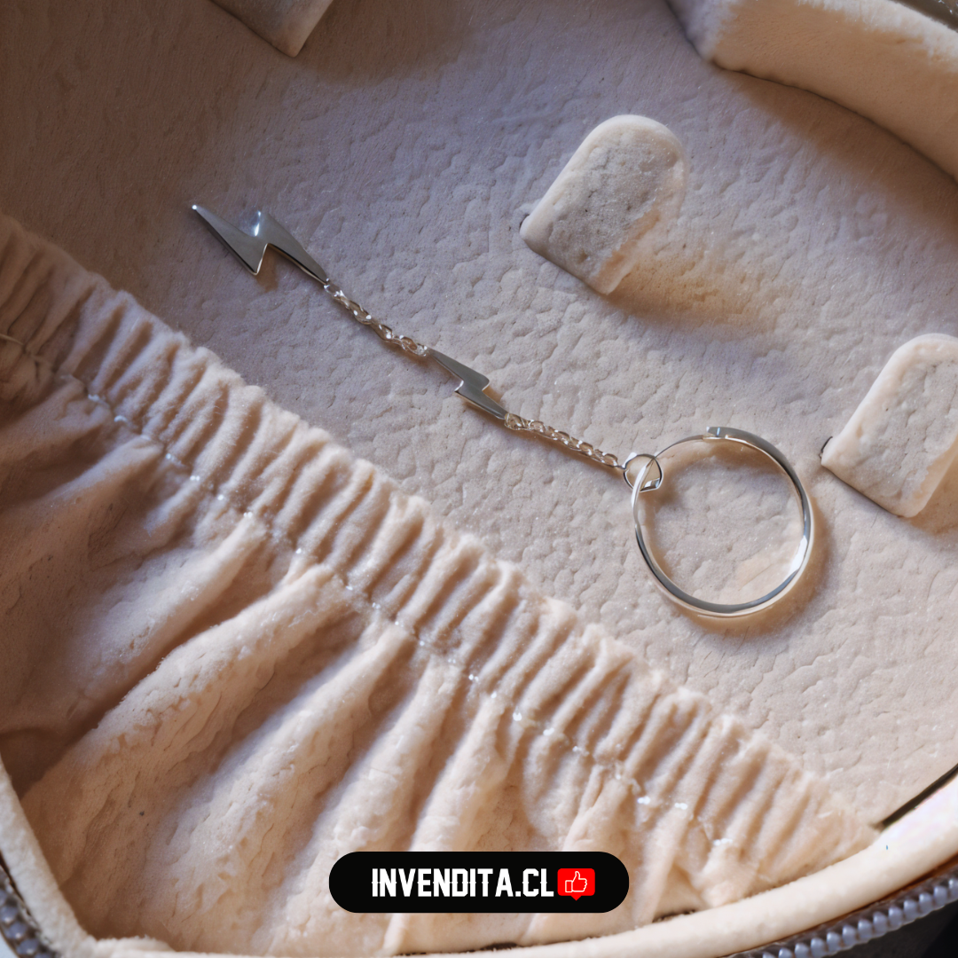 Aros de plata 925 argollas con cadena y rayos