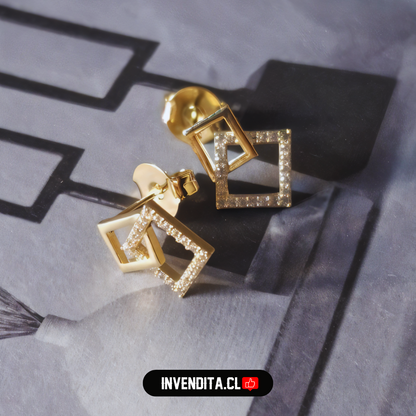 Aros enchapados en oro diseño marcos con circones