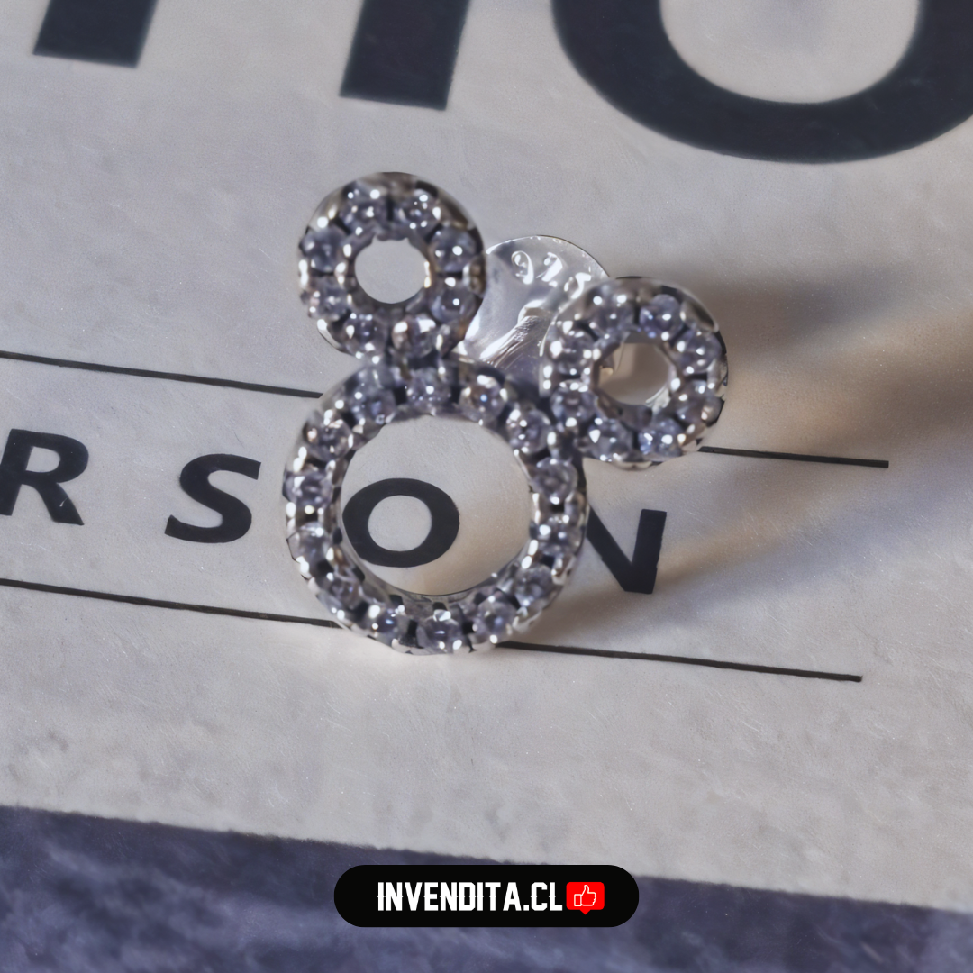 Aros de plata 925 estilo Mickey Mouse con circones