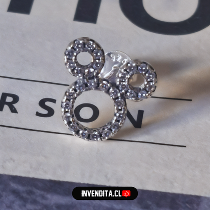 Aros de plata 925 estilo Mickey Mouse con circones