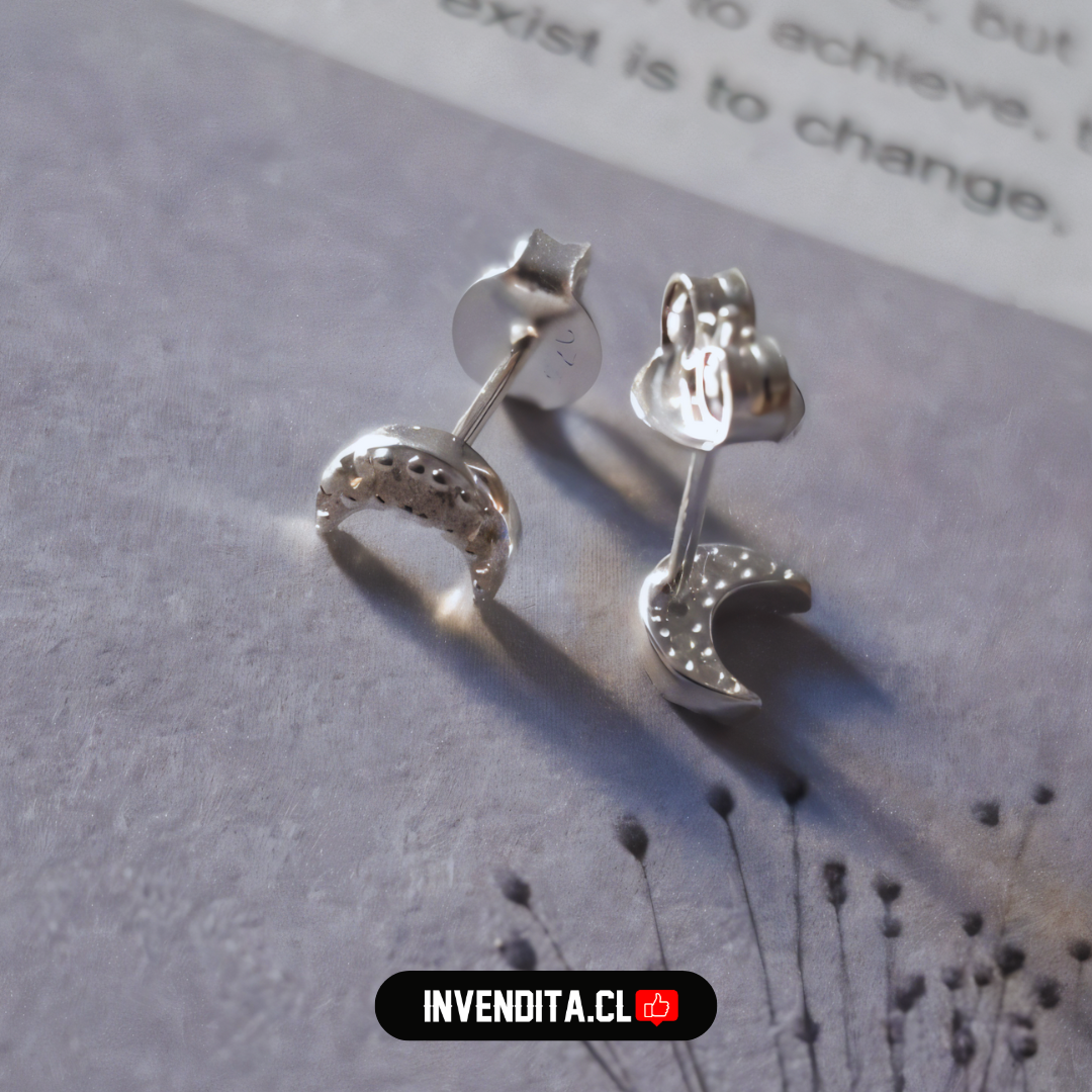 Aros de plata 925 semi luna con circones