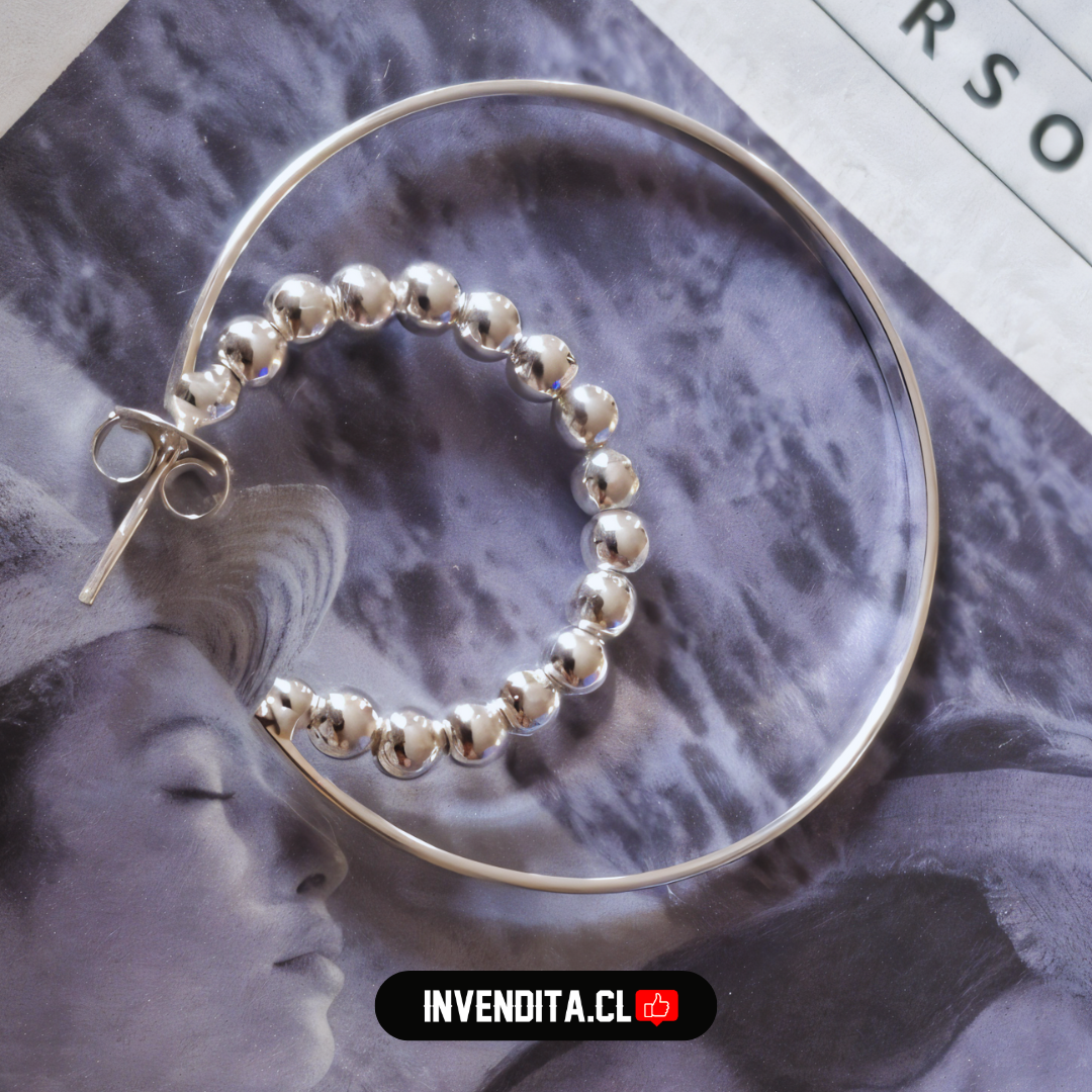 Aros de plata 925 luna formada por esferas