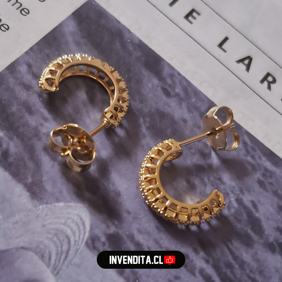 Aros enchapados en oro argollas pequeñas con circones