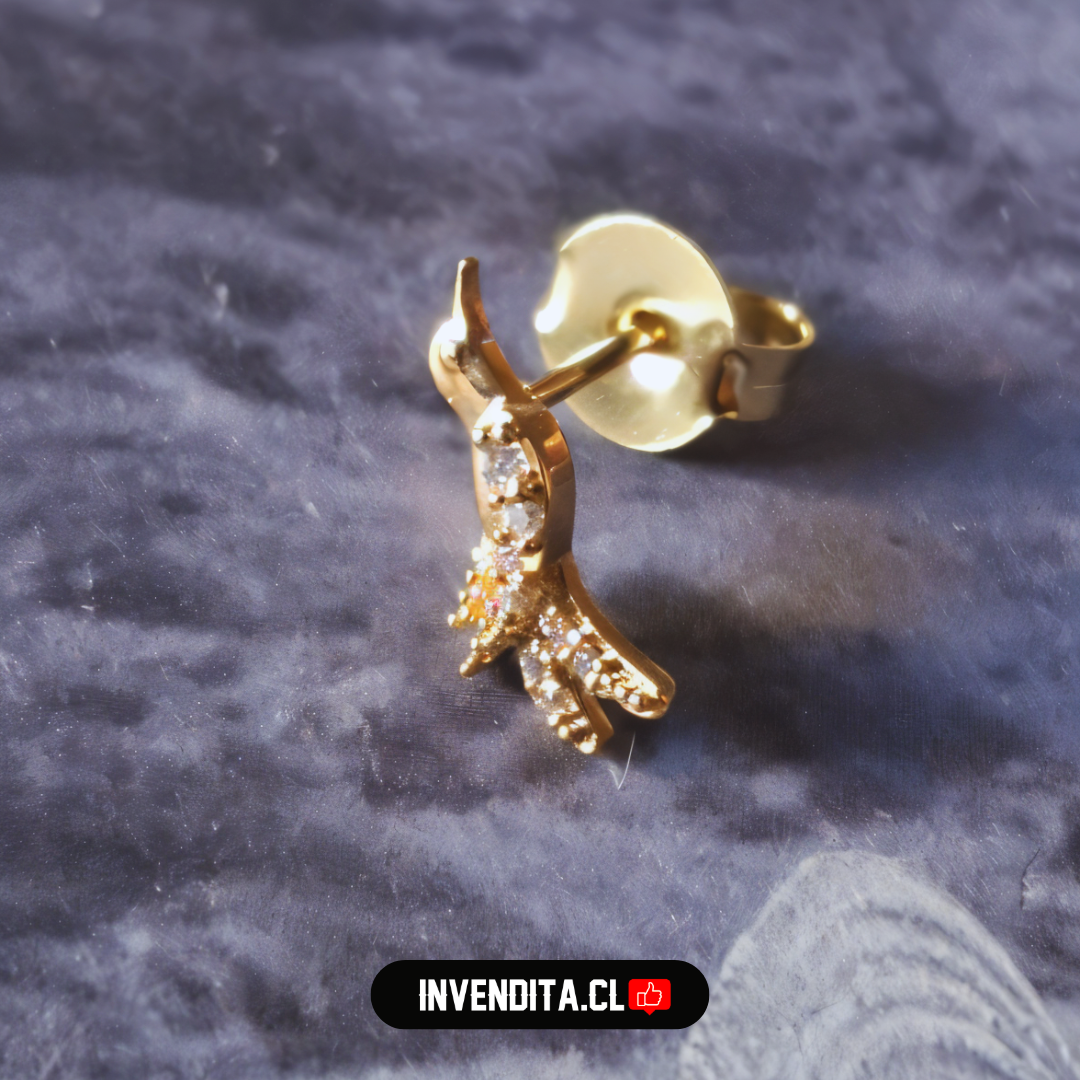 Aros enchapados en oro golondrina con circones