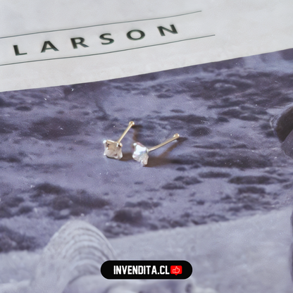 Aros de plata 925 piercing circón cuadrado