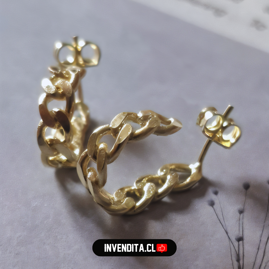 Aros enchapados en oro argollas estilo cadena