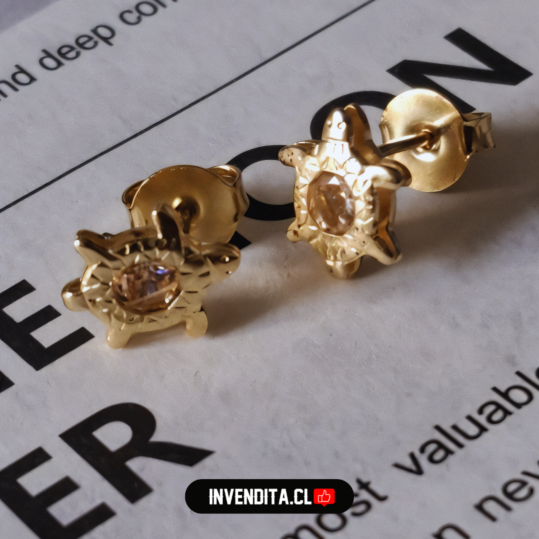 Aros enchapados en oro tortuga con circón rosa