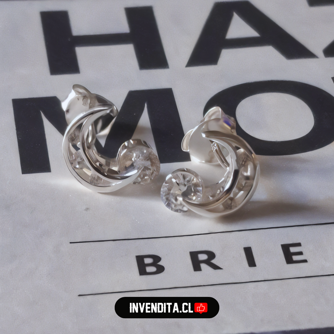 Aros de plata 925 media luna con circón